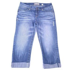 BKE Buckle Culture Capri Cuffed Distressed Stretch Womens Sz 34 actual 36 x 22